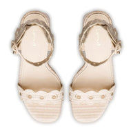 Larroude Dolly Broderie Sandal In Natural Raffia