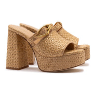 Larroude Dolly Verona Mule In Natural Raffia