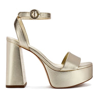 Larroude Dolly Sandal In Gold Metallic Leather