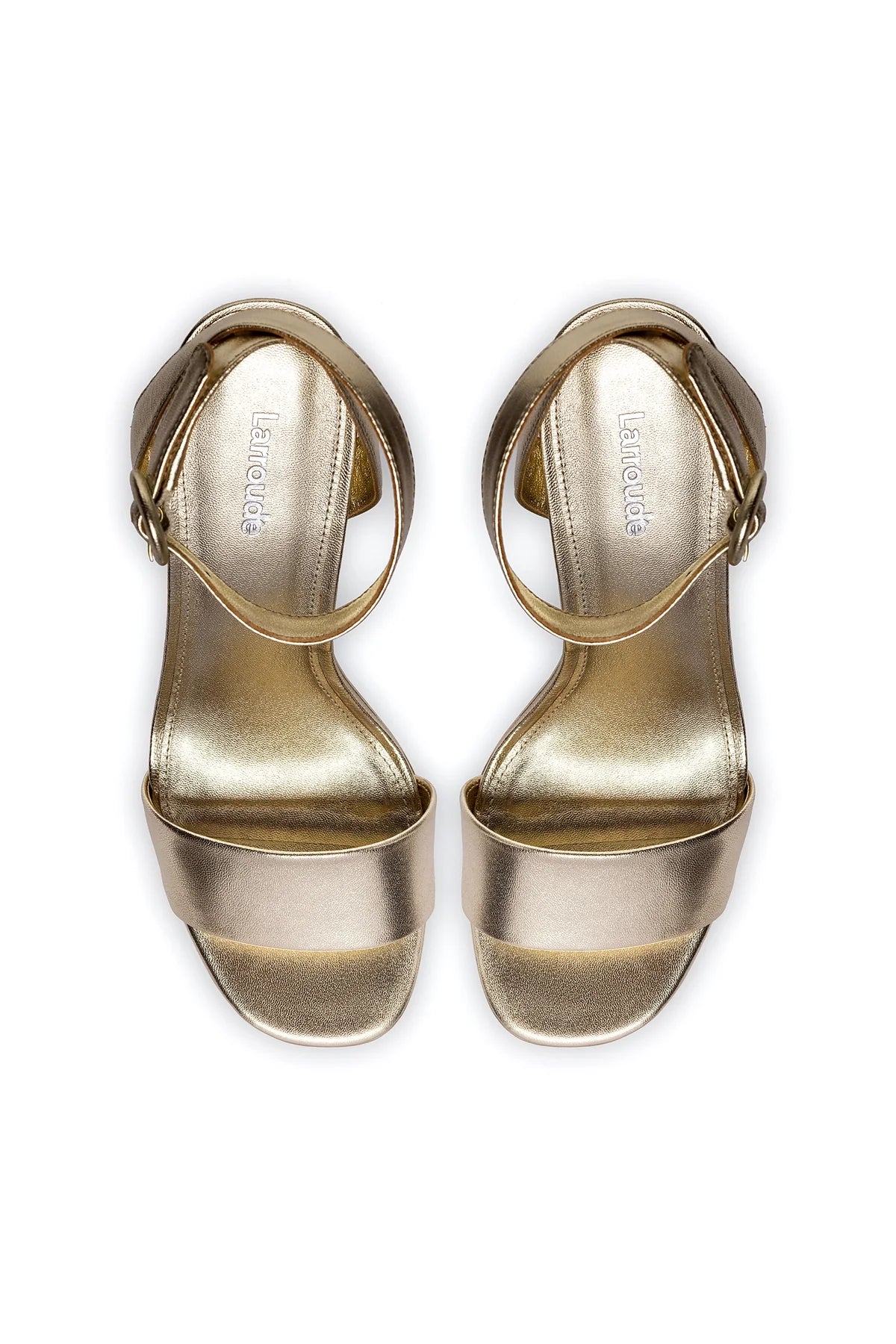 Larroude Dolly Sandal In Gold Metallic Leather