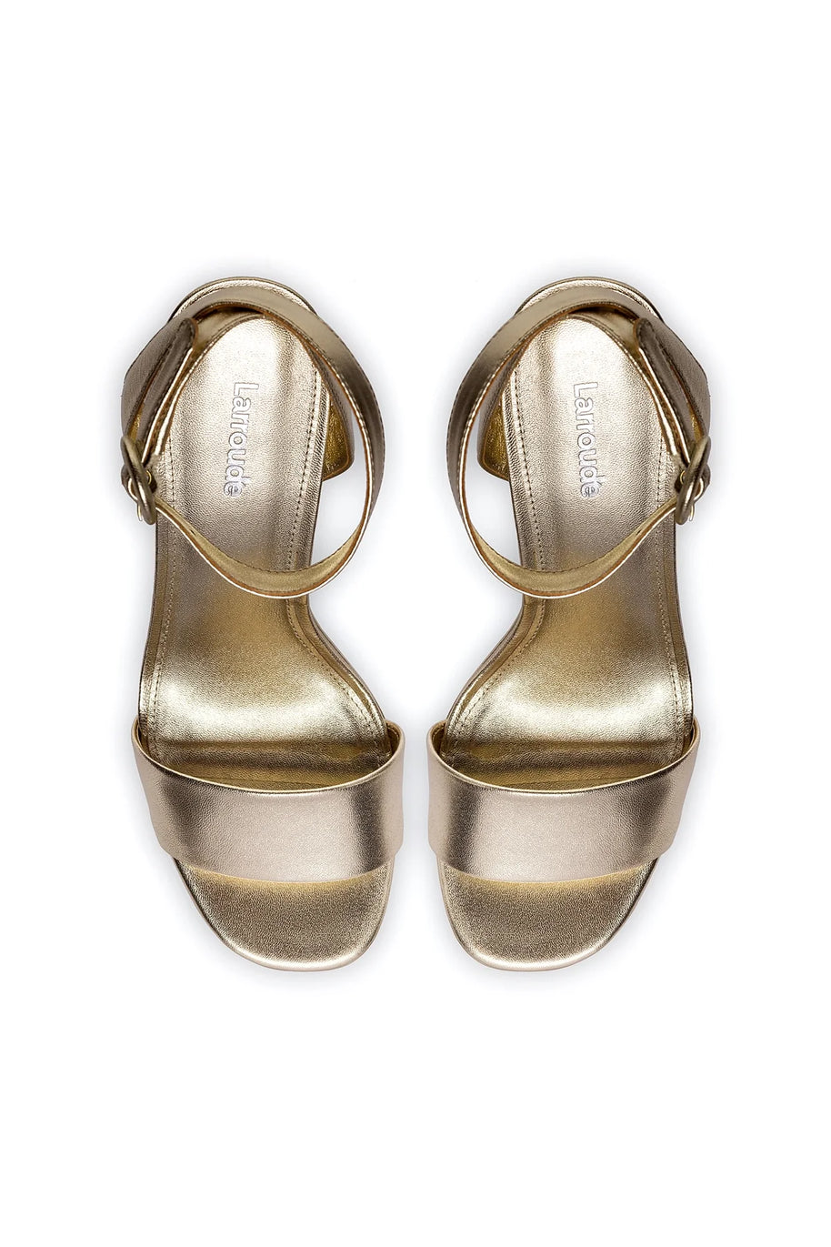 Larroude Dolly Sandal In Gold Metallic Leather