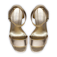 Larroude Dolly Sandal In Gold Metallic Leather