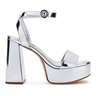 Larroude Dolly Sandal In Silver Specchio