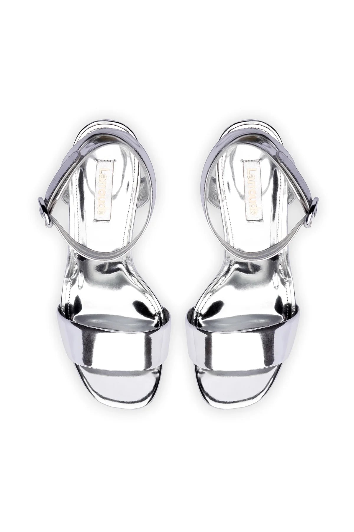 Larroude Dolly Sandal In Silver Specchio