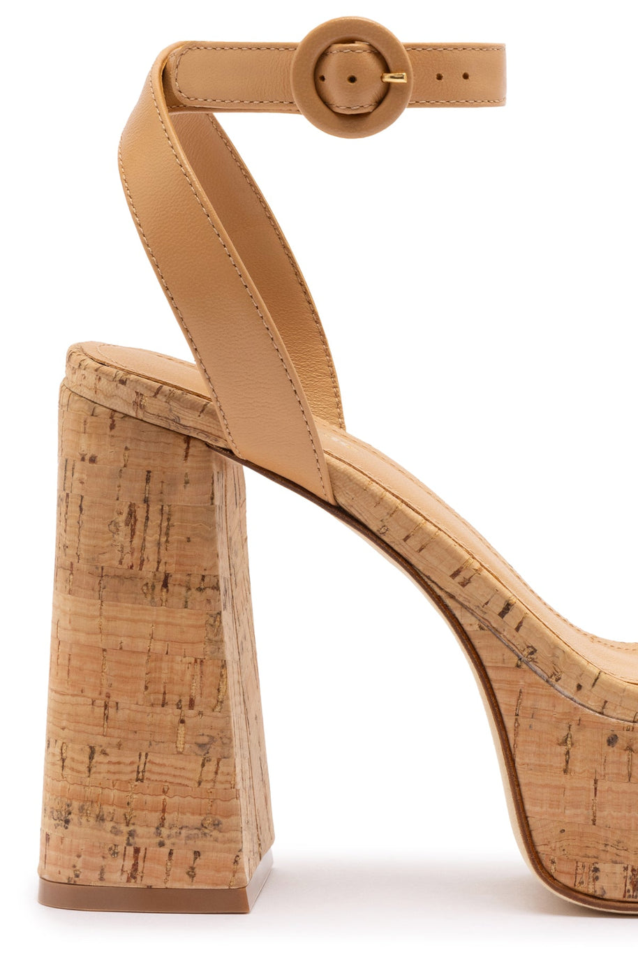 Larroude Dolly Sandal In Tan Leather And Natural Cork