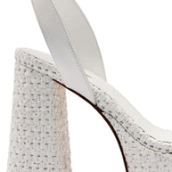 Larroude Dolly Verona Sandal In White Leather and White Raffia