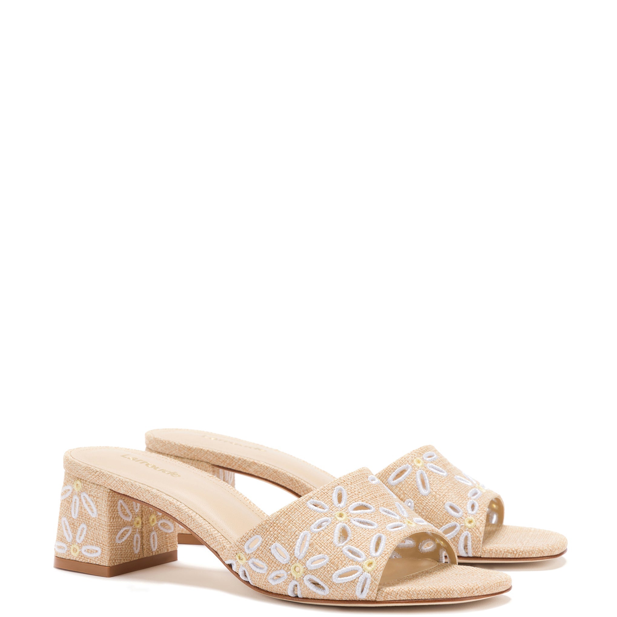 Larroude Brigitte Mule In Beige Raffia