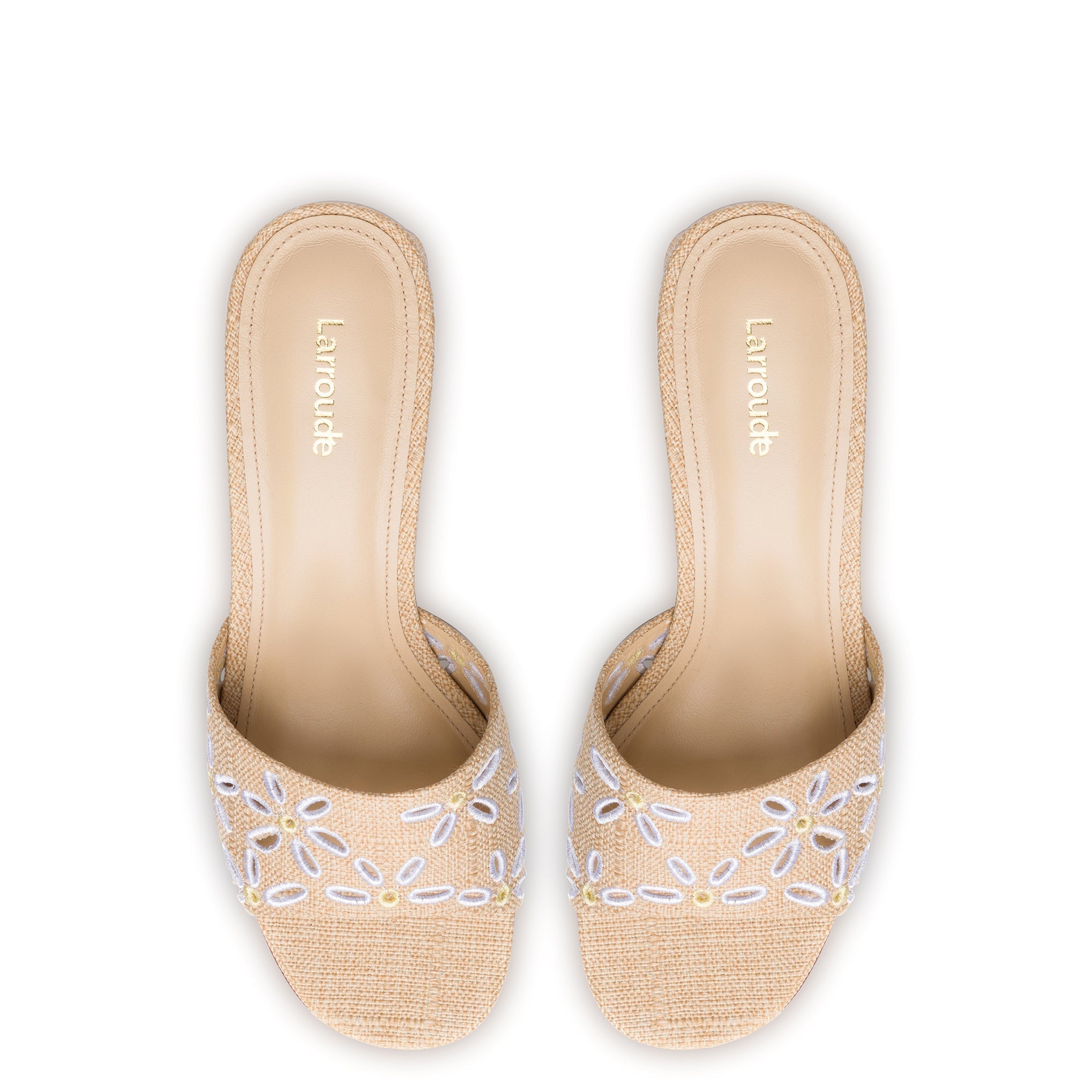 Larroude Brigitte Mule In Beige Raffia