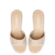 Larroude Brigitte Mule In Beige Raffia