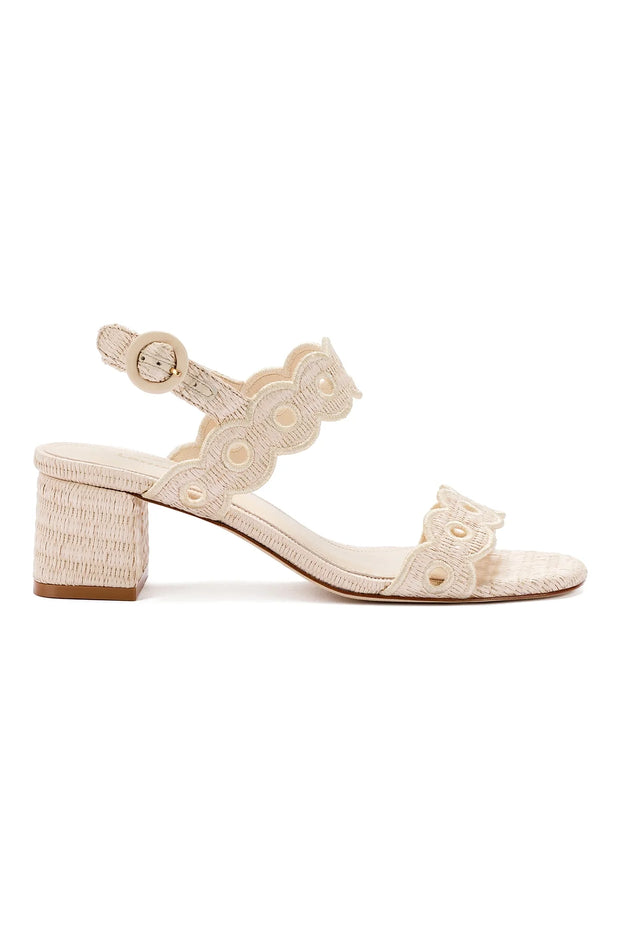 Larroude Florence Broderie Sandal In Natural Raffia