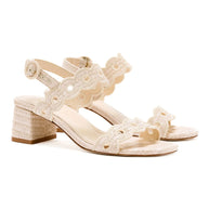 Larroude Florence Broderie Sandal In Natural Raffia