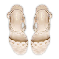 Larroude Florence Broderie Sandal In Natural Raffia