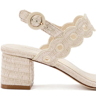 Larroude Florence Broderie Sandal In Natural Raffia