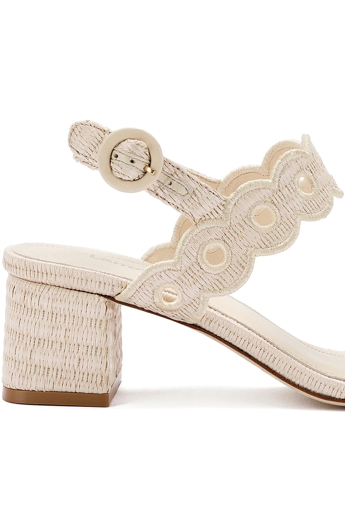 Larroude Florence Broderie Sandal In Natural Raffia