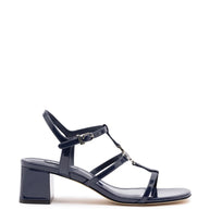 Larroude Hana Block In Navy Patent Leather