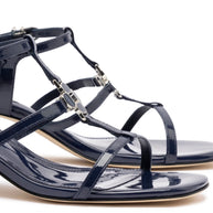 Larroude Hana Block In Navy Patent Leather