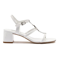 Larroude Hana Block In White Patent Leather