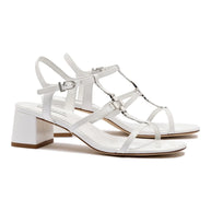 Larroude Hana Block In White Patent Leather