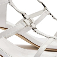 Larroude Hana Block In White Patent Leather