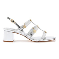 Larroude Harmony Block Sandal In Silver Specchio