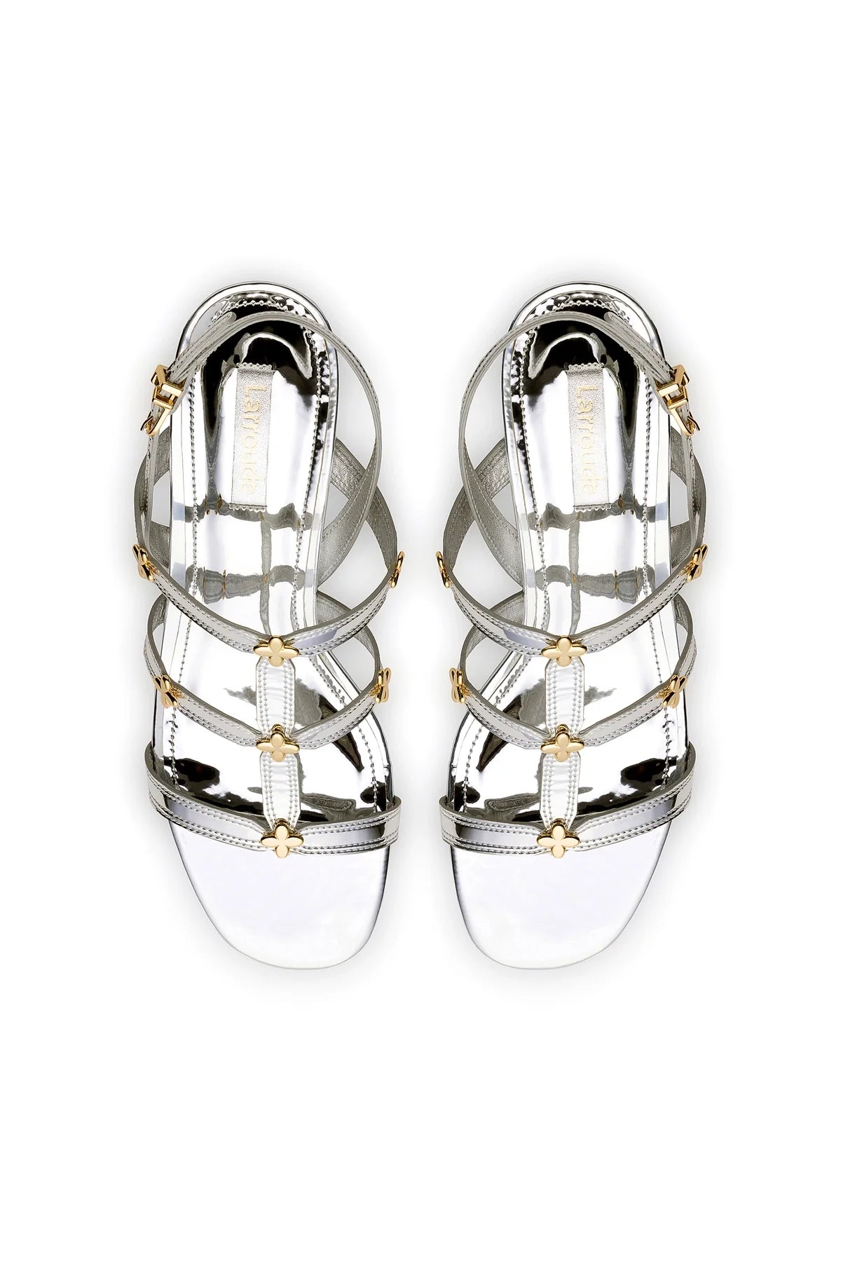 Larroude Harmony Block Sandal In Silver Specchio