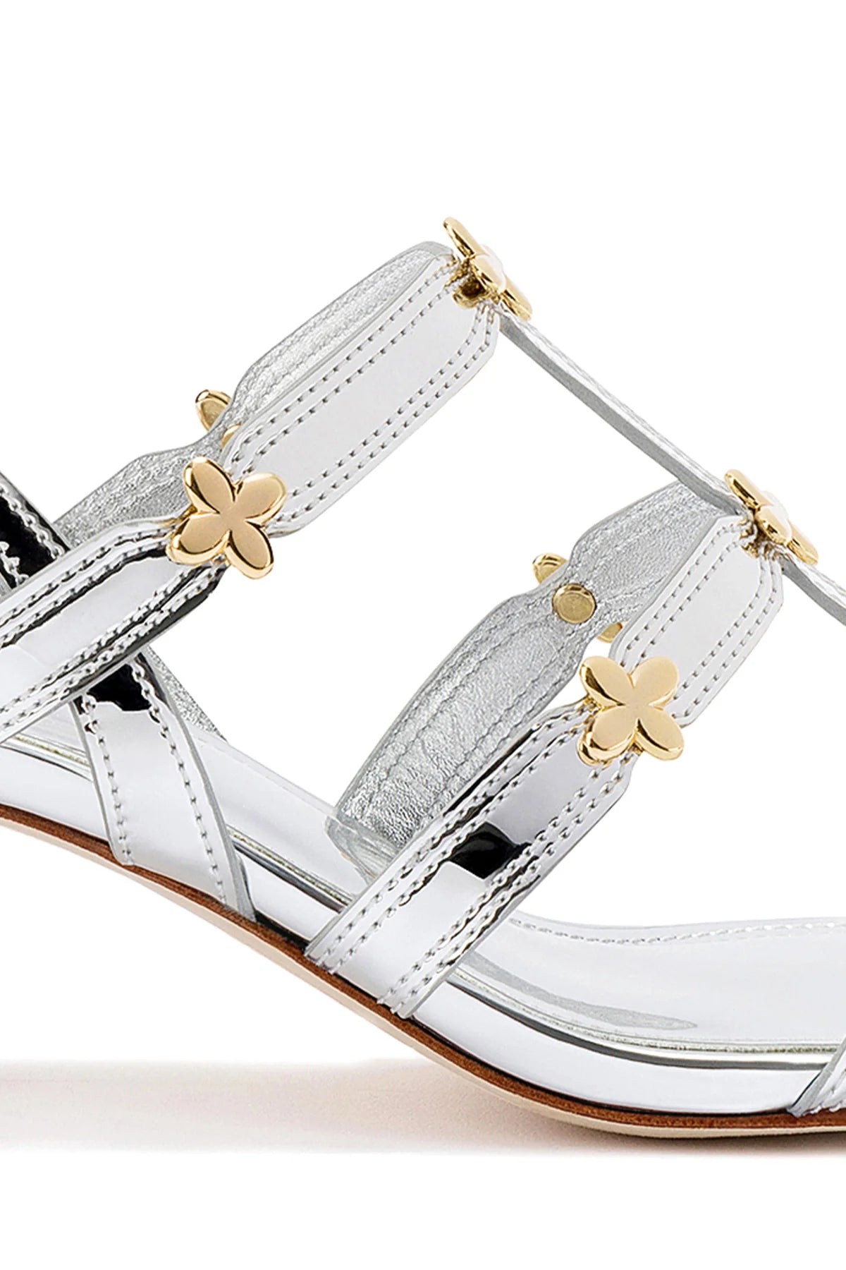 Larroude Harmony Block Sandal In Silver Specchio