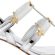Larroude Harmony Block Sandal In Silver Specchio