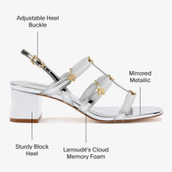 Larroude Harmony Block Sandal In Silver Specchio