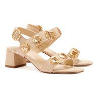 Larroude Milan Sandal In Beige Raffia