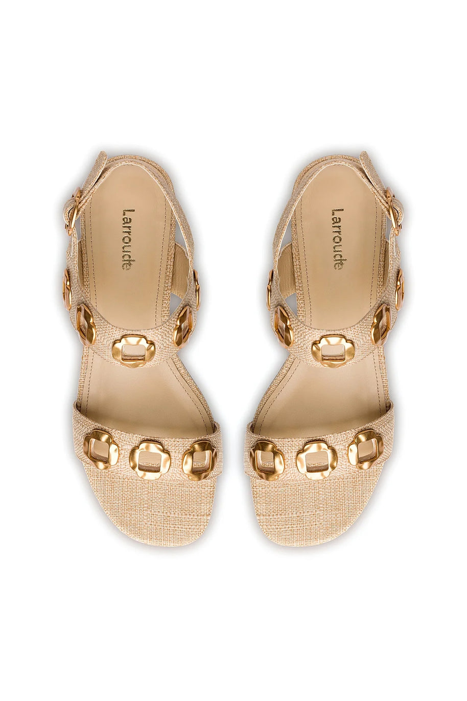 Larroude Milan Sandal In Beige Raffia