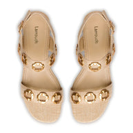 Larroude Milan Sandal In Beige Raffia