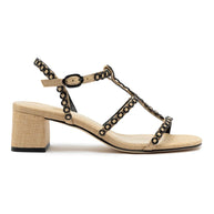 Larroude Milanina Block Sandal In Beige Raffia
