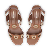 Larroude Milan Sandal In Caramel Leather