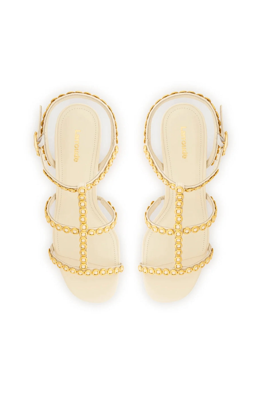 Larroude Milanina Block Sandal In Ivory Leather