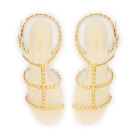 Larroude Milanina Block Sandal In Ivory Leather