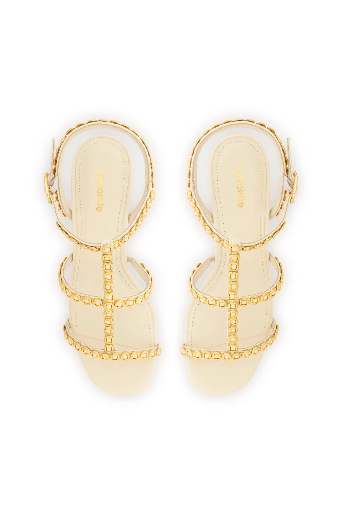Larroude Milanina Block Sandal In Ivory Leather
