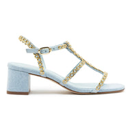 Larroude Milanina Block Sandal In Maya Denim