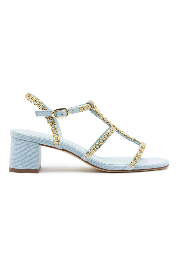 Larroude Milanina Block Sandal In Maya Denim