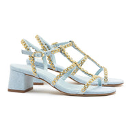 Larroude Milanina Block Sandal In Maya Denim