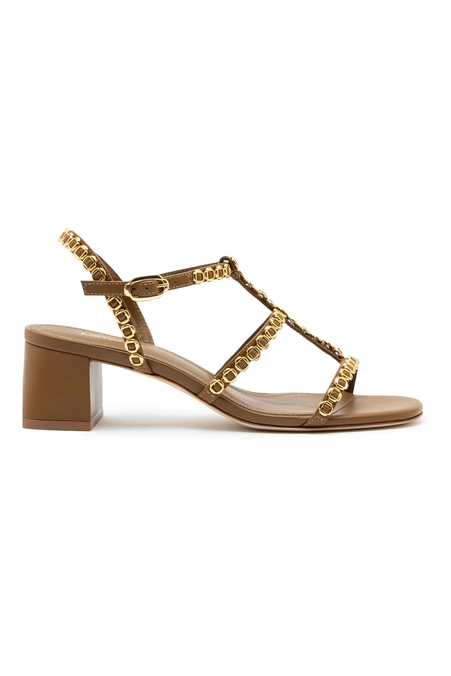 Larroude Milanina Block Sandal In Russet Leather