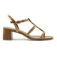 Larroude Milanina Block Sandal In Russet Leather