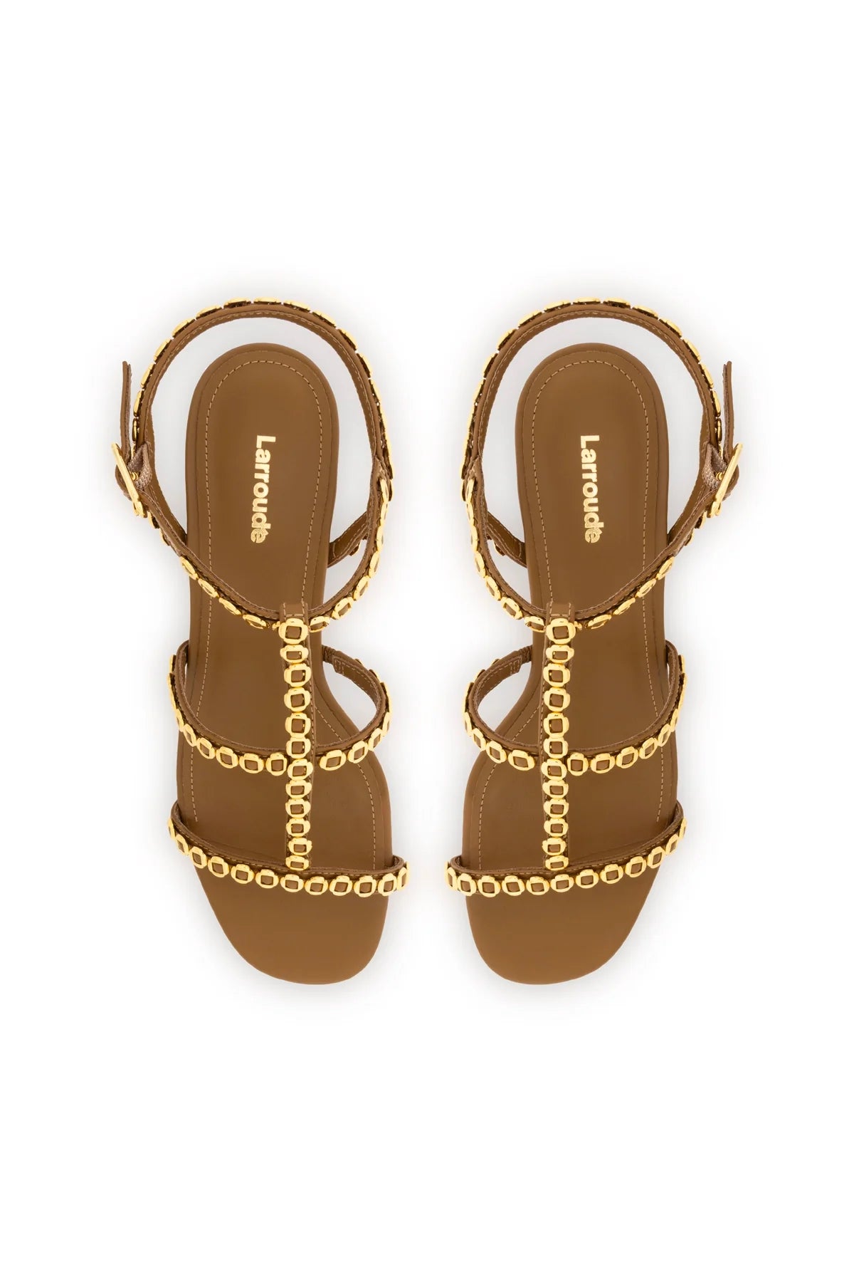 Larroude Milanina Block Sandal In Russet Leather