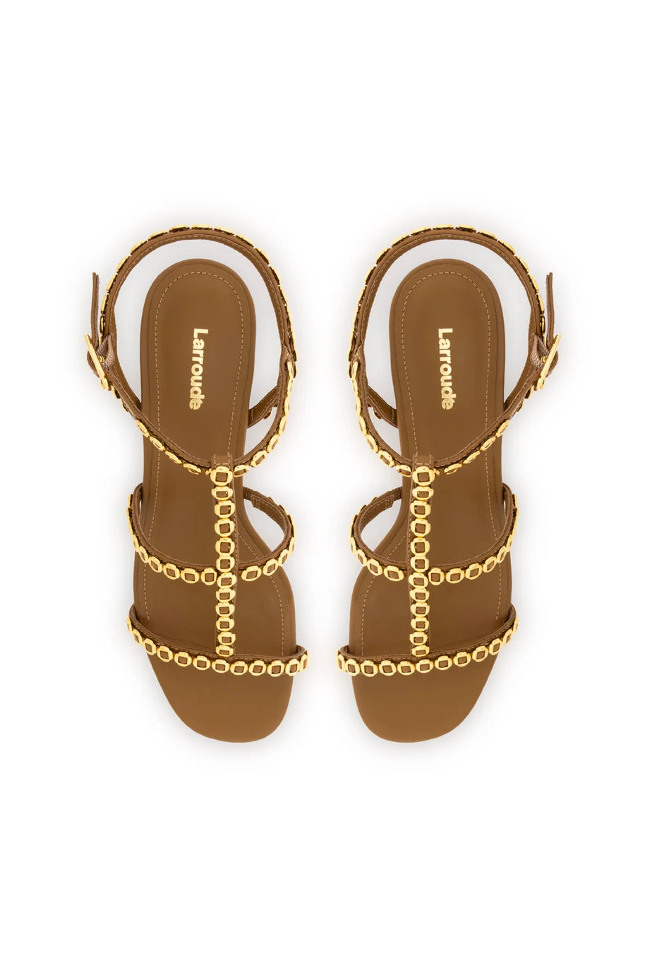 Larroude Milanina Block Sandal In Russet Leather