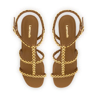 Larroude Milanina Block Sandal In Russet Leather