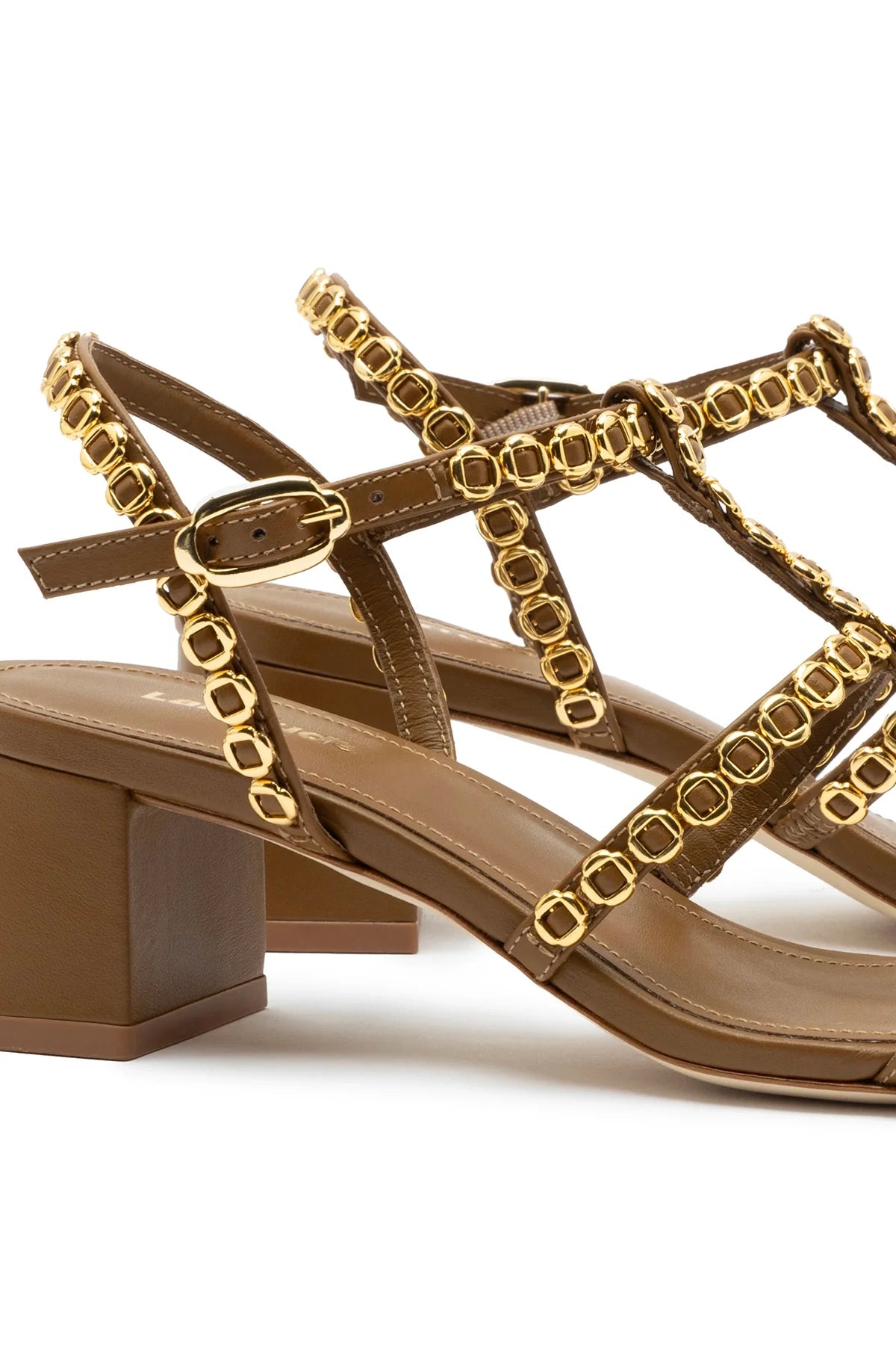 Larroude Milanina Block Sandal In Russet Leather