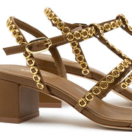 Larroude Milanina Block Sandal In Russet Leather