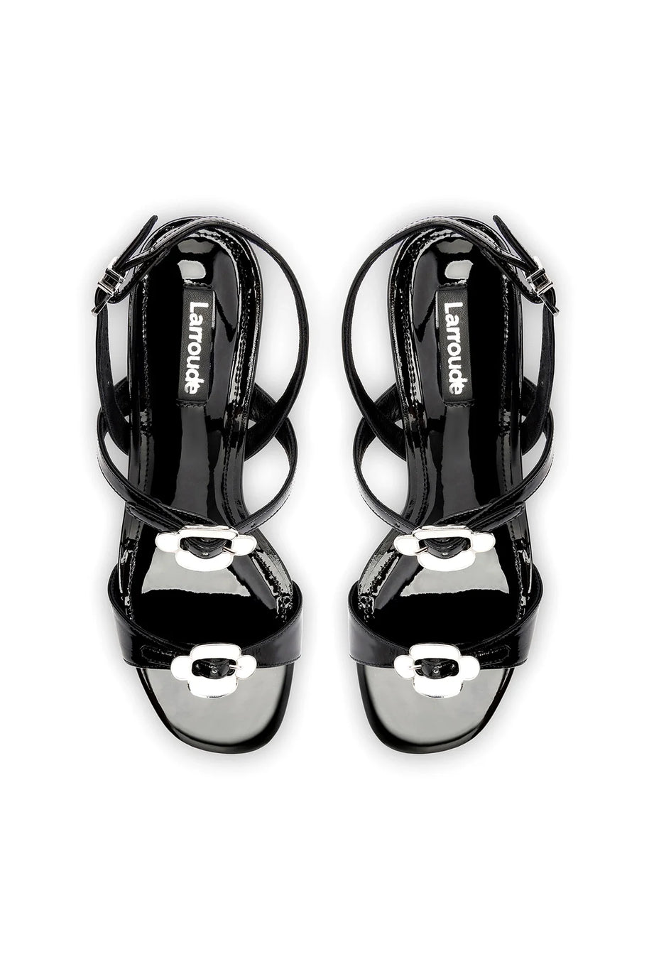 Larroude Tinx Block In Black Patent Leather