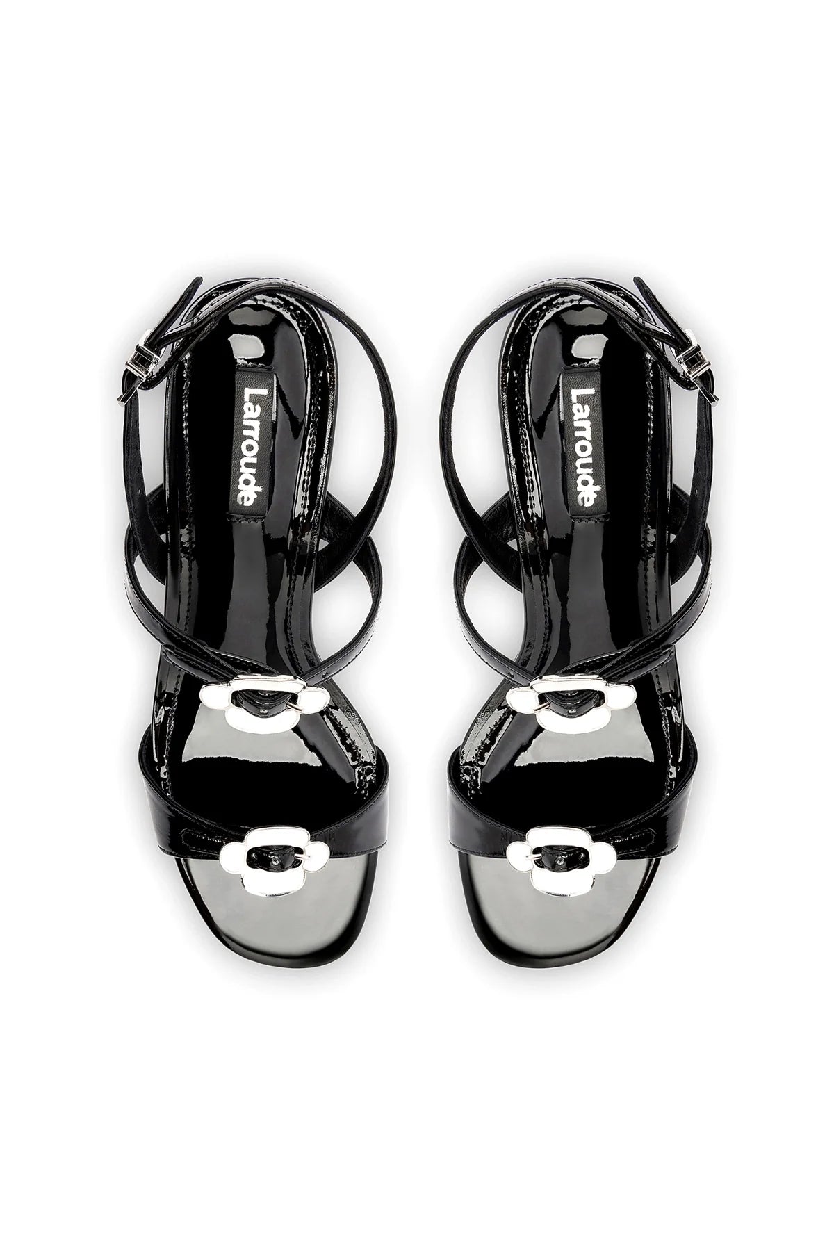 Larroude Tinx Block In Black Patent Leather
