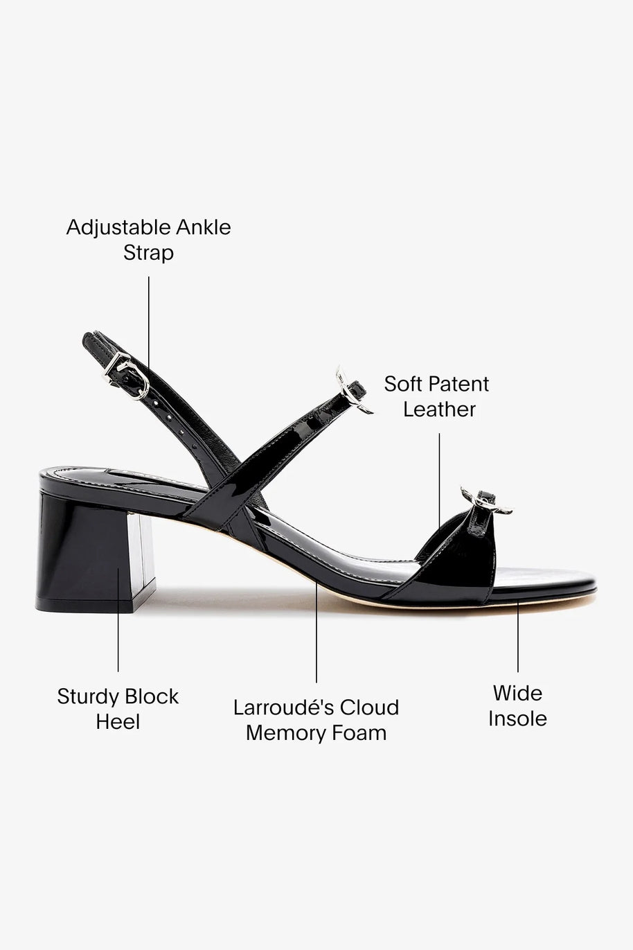 Larroude Tinx Block In Black Patent Leather
