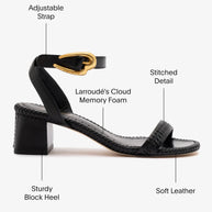 Larroude Verona Block Sandal In Black Leather